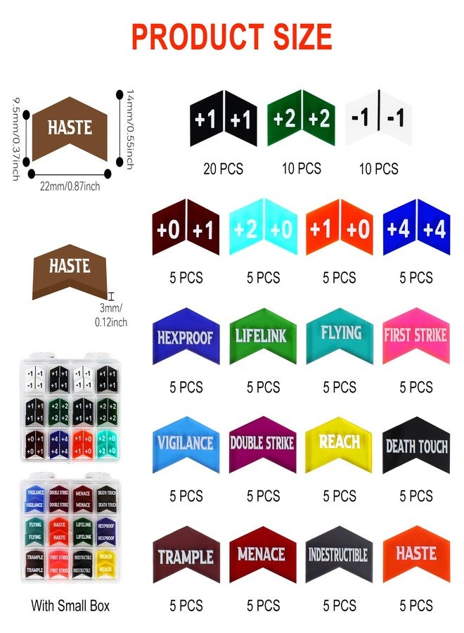 FourDragons 120PCS MTG Keyword Counters Buff Abilities Tokens for Magic Card Accessories, MTG Creature Stats Plus 1 Loyalty Life Counters Tokens for TCG CCG Magic Card Gaming Accessories - Image 2